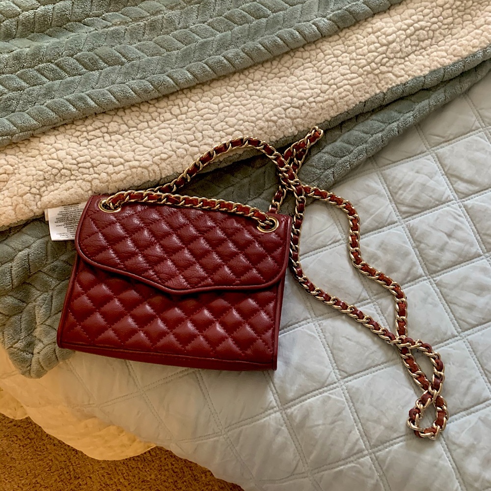 Rebecca Minkoff maroon and gold crossbody bag
